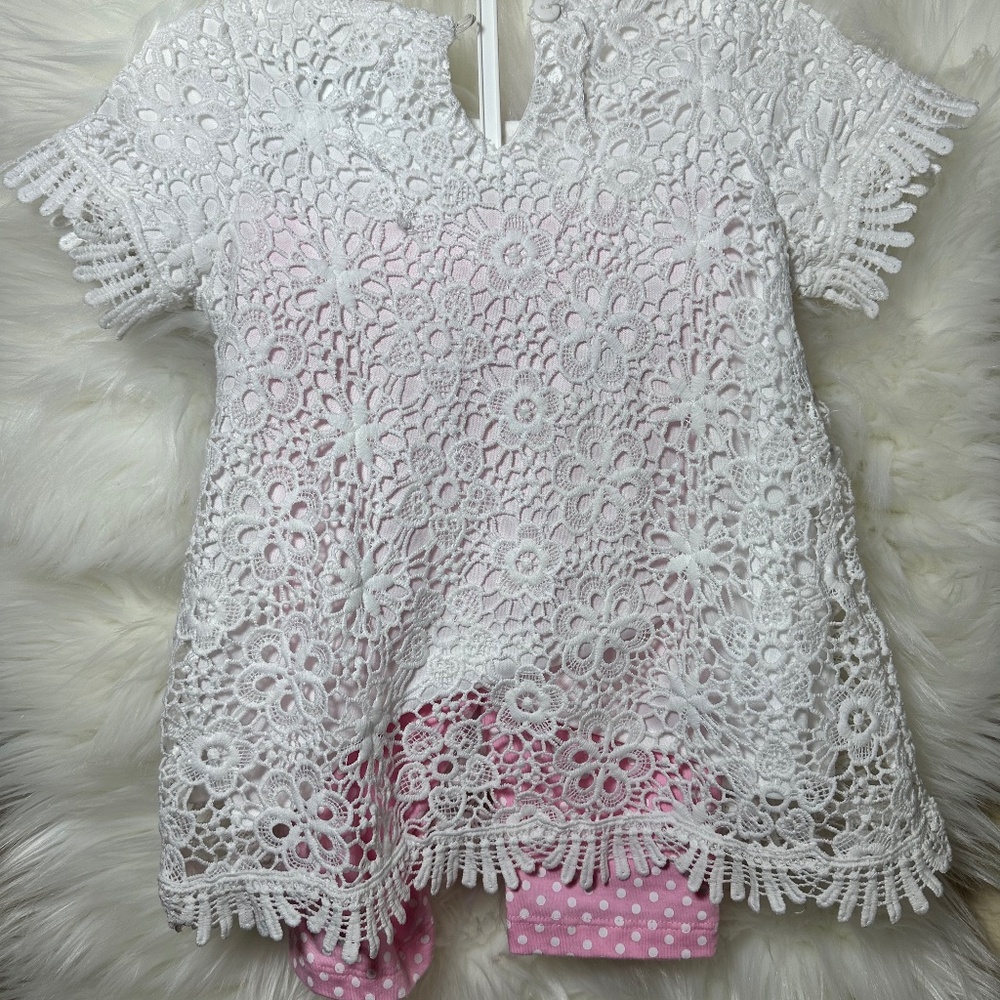 Rare Editions 24M White Knit Shirt w/ Pink Pants